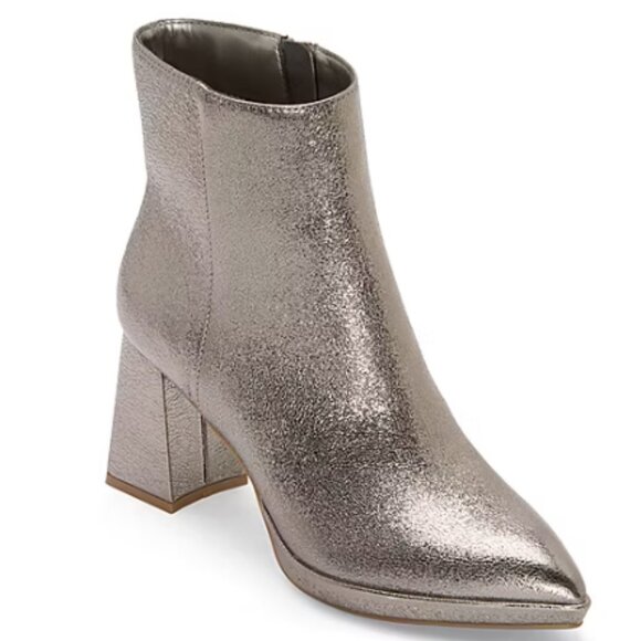 Worthington Silver Ankle Booties with Block Heel - Picture 2 of 5